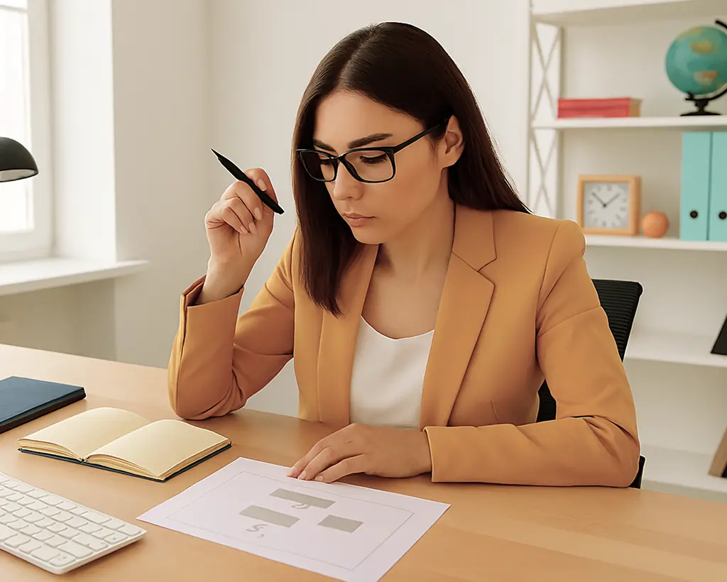The girl is sitting at the table